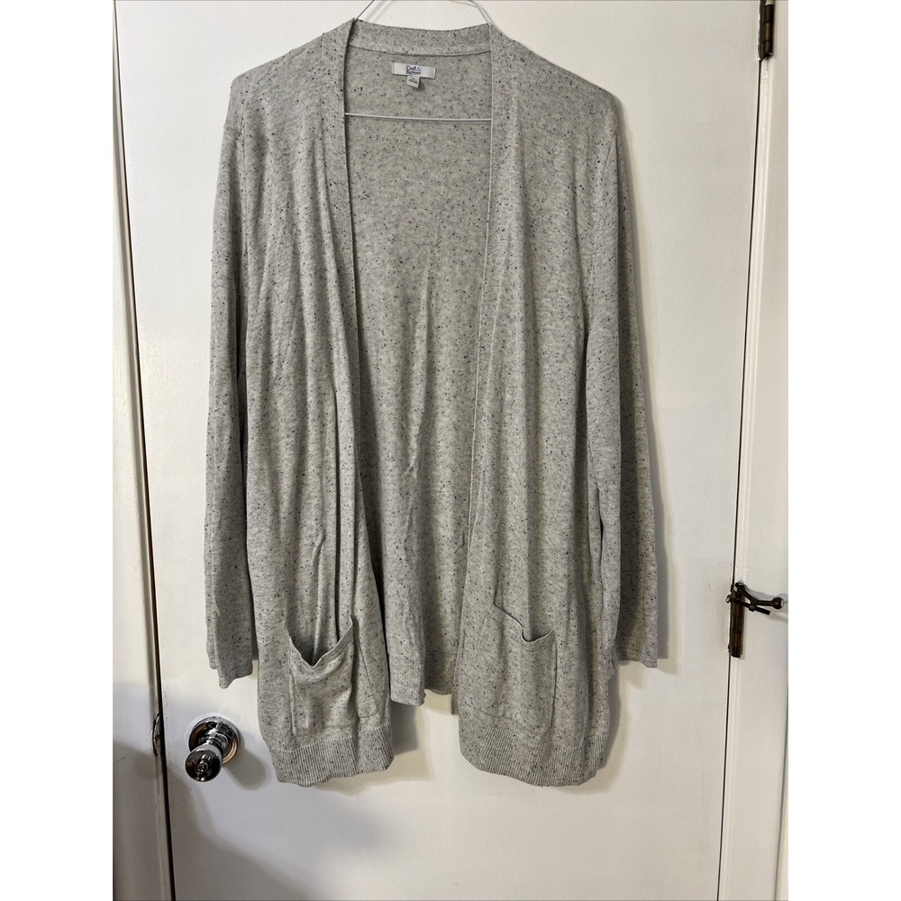 CROFT & BARROW‎ Long Sleeve gray  Speckled Open  Cardigan SIZE 3X With Pockets
